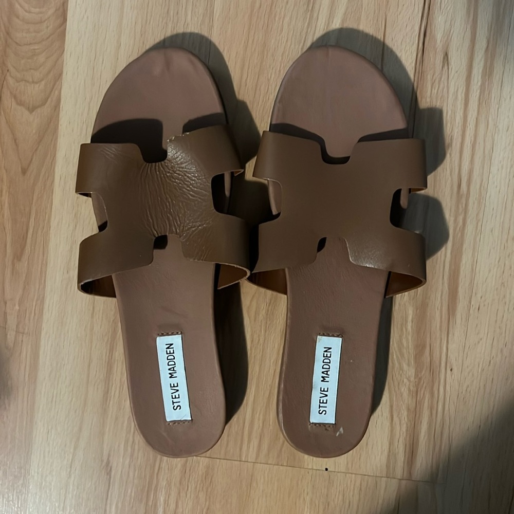 Steve Madden Hadyn Cognac Slides Nwot - image 2
